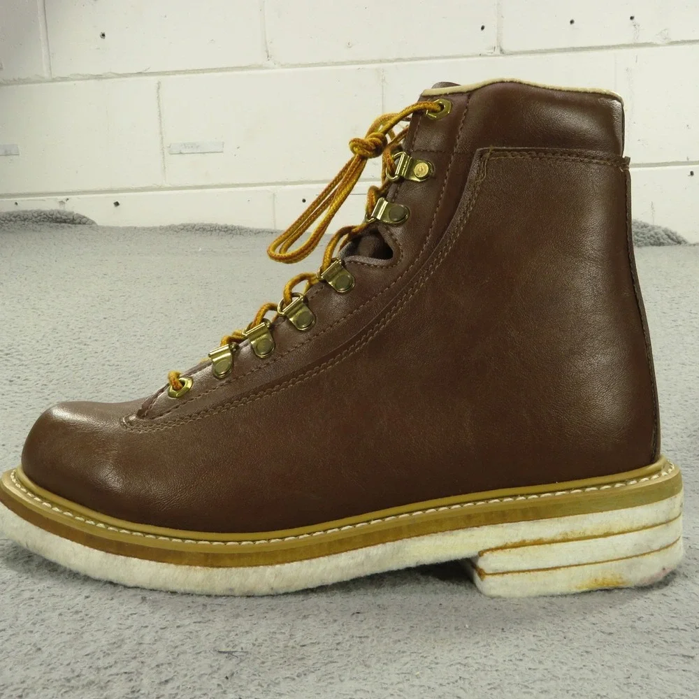 Vintage LL Bean Mens 8 Felt Sole Wading Fly Fishing Boots 80s Made in USA Brown